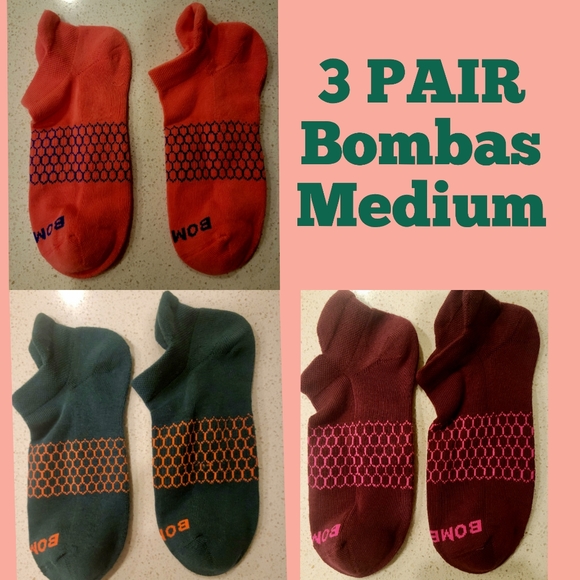 Bombas Accessories - 3 Pair Bombas Assorted Colors Ankle Socks Medium Honeycomb Unisex BNWOT